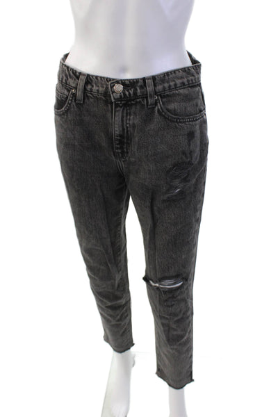 IRO Jeans Womens Cotton Distressed Raw Hem Straight Leg Jeans Gray Size 26