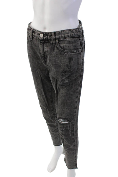 IRO Jeans Womens Cotton Distressed Raw Hem Straight Leg Jeans Gray Size 26