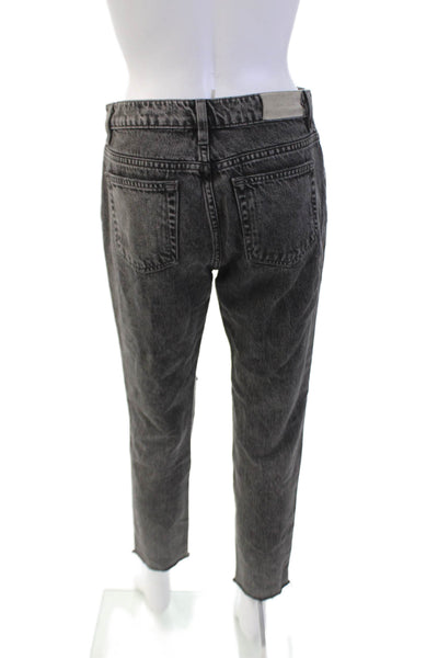 IRO Jeans Womens Cotton Distressed Raw Hem Straight Leg Jeans Gray Size 26