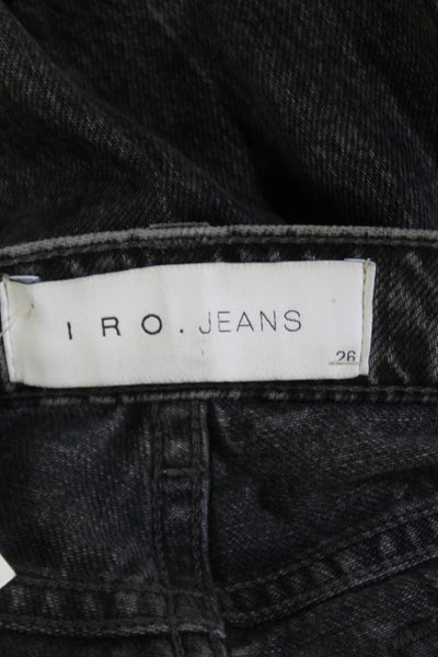 IRO Jeans Womens Cotton Distressed Raw Hem Straight Leg Jeans Gray Size 26