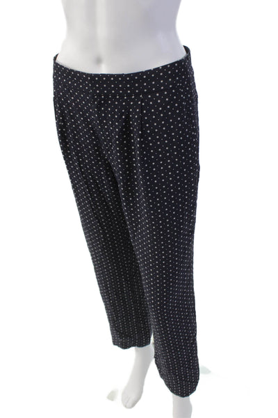 Joie Womens Polka Dot Printed Pleated Straight Leg Ankle Dress Pants Blue Size 2