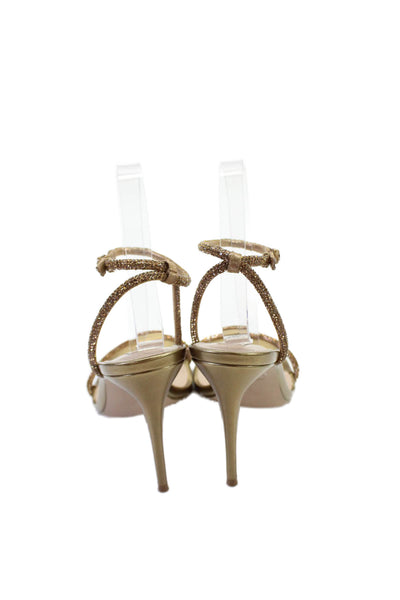 Steve Madden Womens Buckled Ankle Strap Embellished Strap High Heels Gold Size 8