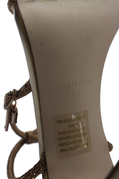 Steve Madden Womens Buckled Ankle Strap Embellished Strap High Heels Gold Size 8
