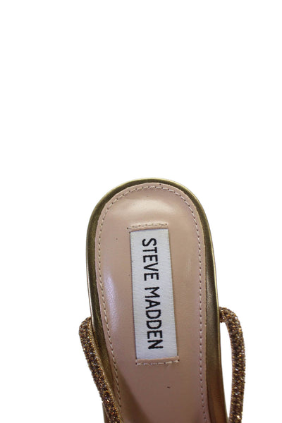 Steve Madden Womens Buckled Ankle Strap Embellished Strap High Heels Gold Size 8