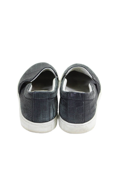 Lanvin Womens Slip On Croc Embossed Sneakers Black White Leather Size 39