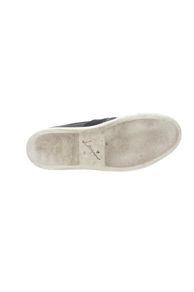 Lanvin Womens Slip On Croc Embossed Sneakers Black White Leather Size 39