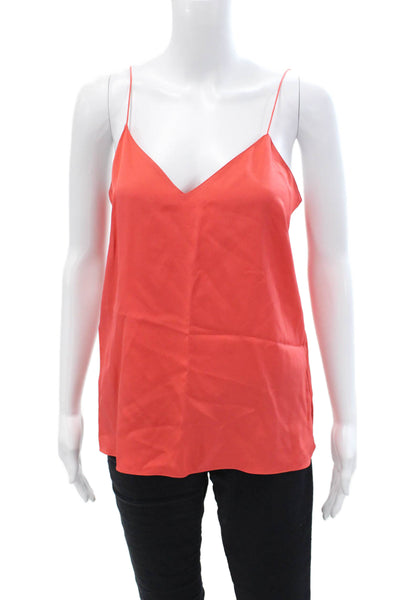 Theory Womens Spaghetti Strap V-neck Sleek Tank Top Coral Pink Size S