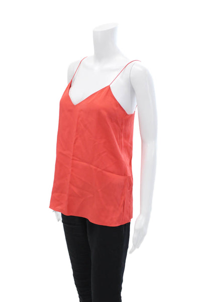 Theory Womens Spaghetti Strap V-neck Sleek Tank Top Coral Pink Size S