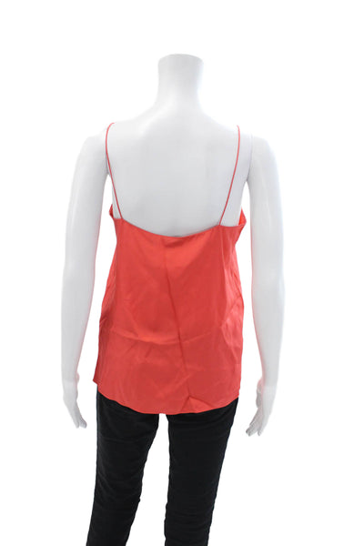 Theory Womens Spaghetti Strap V-neck Sleek Tank Top Coral Pink Size S