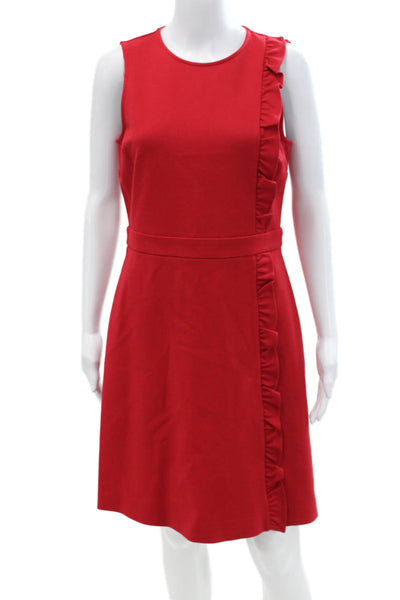 Brooks Brothers Womens Textured Sleeveless Scoop Neck Lined Pencil Dress Red Siz