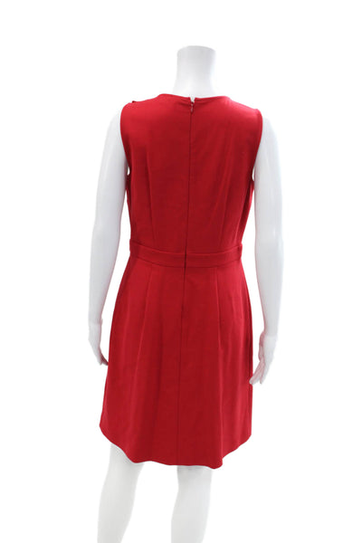 Brooks Brothers Womens Textured Sleeveless Scoop Neck Lined Pencil Dress Red Siz