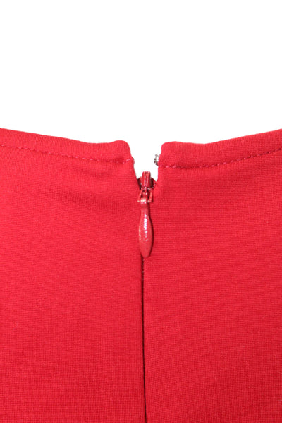 Brooks Brothers Womens Textured Sleeveless Scoop Neck Lined Pencil Dress Red Siz