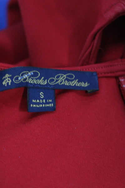Brooks Brothers Womens Textured Sleeveless Scoop Neck Lined Pencil Dress Red Siz