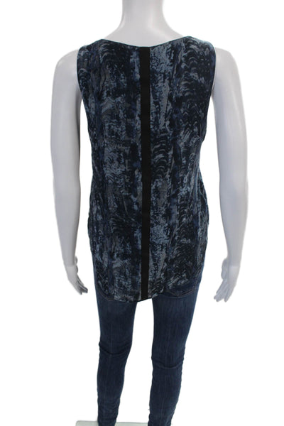 Rag & Bone Womens Silk Scoop Neck Abstract Print Tank Blouse Blue Size 2
