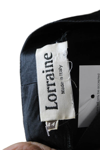 Lorraine Womens Silk Long Sleeve Mock Neck Zip Up Top Black Size 44