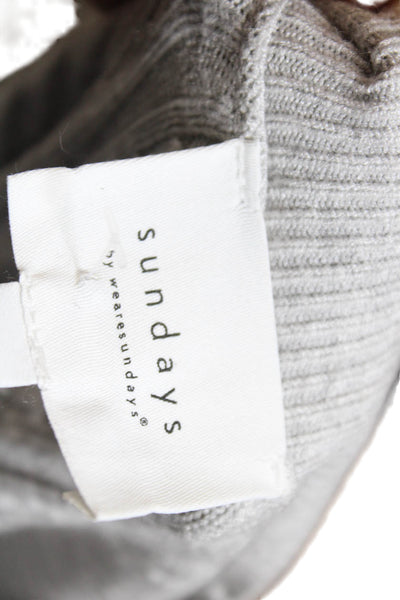 Sundays Women's Long Sleeves Cable-Knit Boxy Cropped Sweater Gray Size M