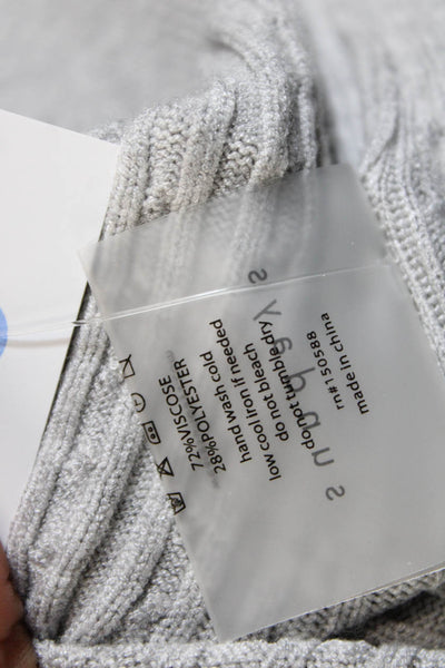 Sundays Women's Long Sleeves Cable-Knit Boxy Cropped Sweater Gray Size M