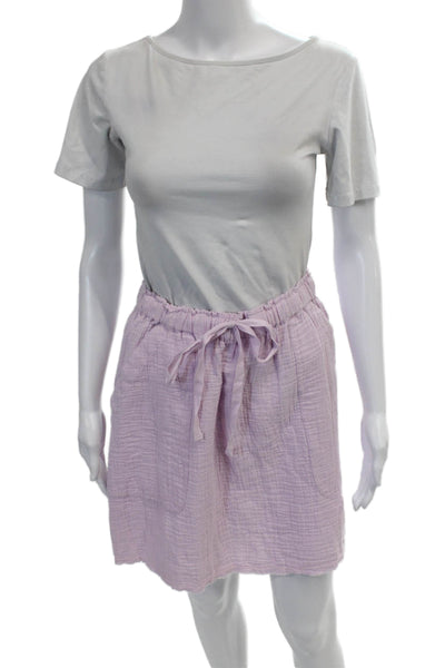 Lilla P Women's Elastic Waist Pockets Unlined Mini Skirt Purple Size XS