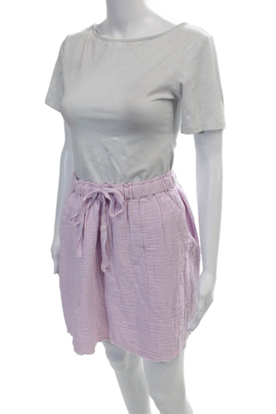 Lilla P Women's Elastic Waist Pockets Unlined Mini Skirt Purple Size XS
