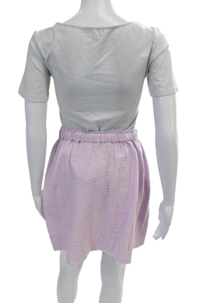 Lilla P Women's Elastic Waist Pockets Unlined Mini Skirt Purple Size XS