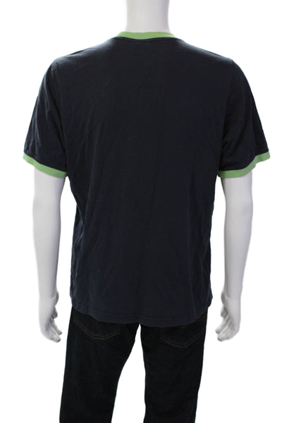 Adidas Mens Graphic Print Crew Neck Short Sleeve Cotton T-Shirt Dark Blue Size L