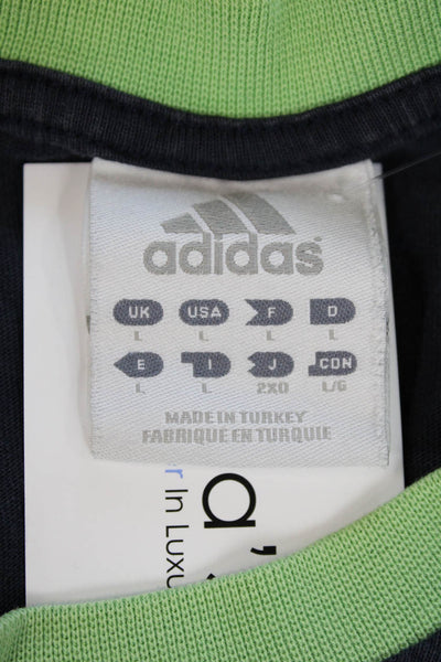 Adidas Mens Graphic Print Crew Neck Short Sleeve Cotton T-Shirt Dark Blue Size L