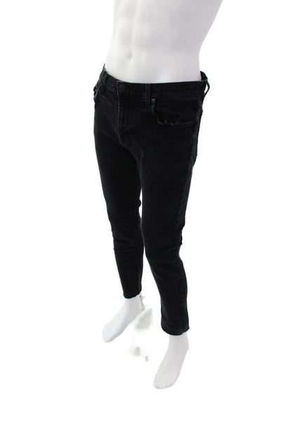 J Brand Womens Mid Rise Raw hem Skinny Jeans Black Size 32