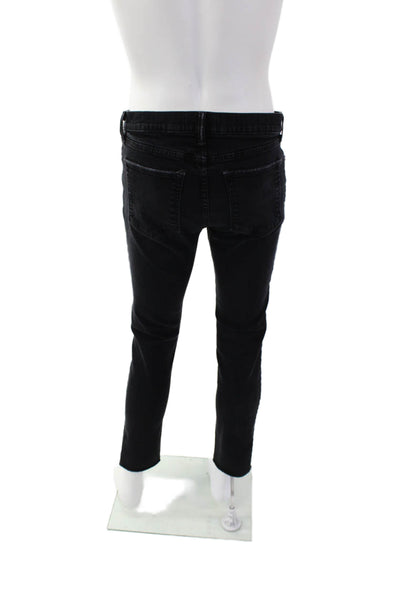 J Brand Womens Mid Rise Raw hem Skinny Jeans Black Size 32