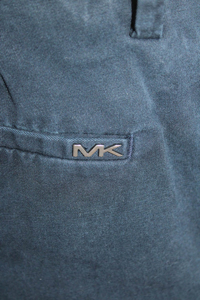 Michael Kors Mens Cotton Slim Fit Flat Front casual Shorts Blue Size 34