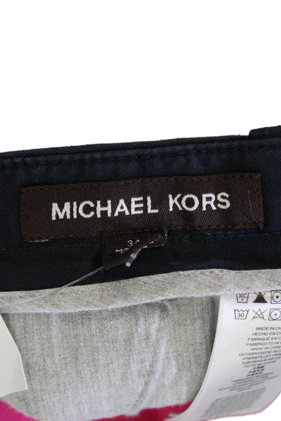 Michael Kors Mens Cotton Slim Fit Flat Front casual Shorts Blue Size 34