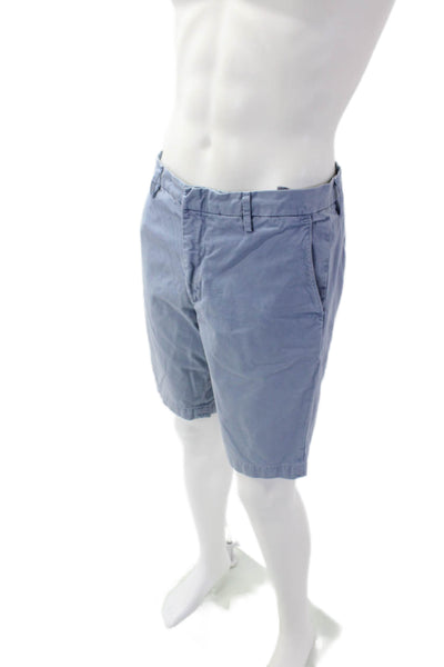 Vince Mens Cotton Flat Front Casual Chino Shorts Blue size 32