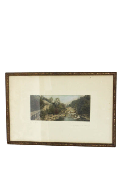 Wallace Nutting Vintage Framed Photo Print "A Little River" Hand Signed 17"x11.5