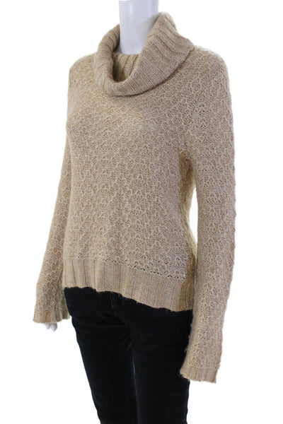 Peruvian Connection Womens Cotton Knitted Turtleneck Sweater Beige Size XS