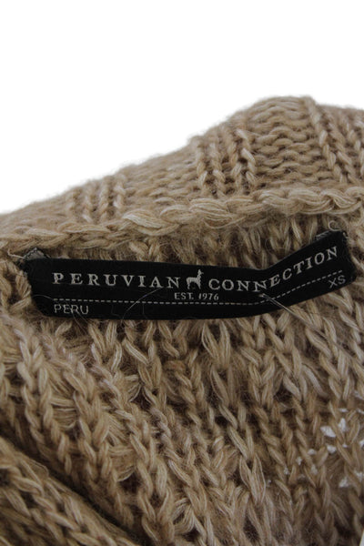 Peruvian Connection Womens Cotton Knitted Turtleneck Sweater Beige Size XS