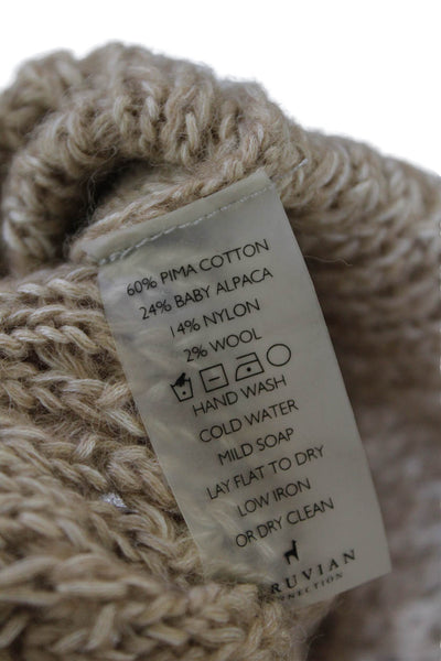 Peruvian Connection Womens Cotton Knitted Turtleneck Sweater Beige Size XS