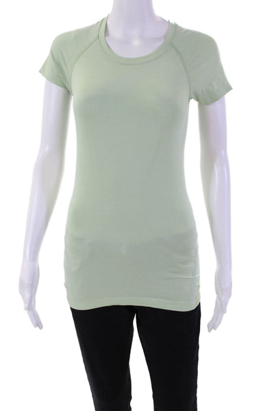 Lululemon Womens Cotton Short Sleeve Round Neck Stripe Top Green Size S