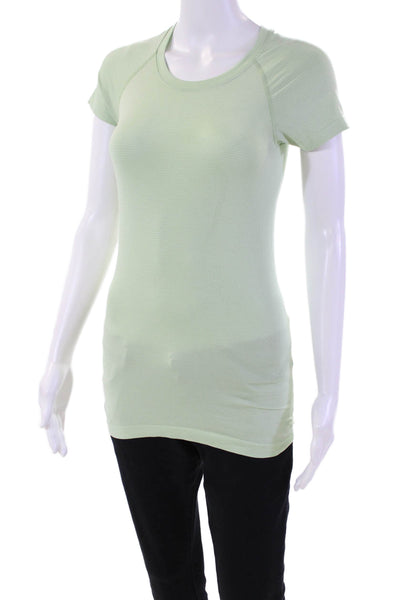Lululemon Womens Cotton Short Sleeve Round Neck Stripe Top Green Size S