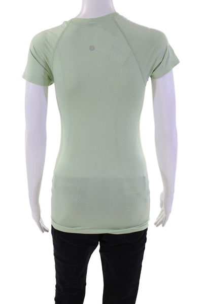 Lululemon Womens Cotton Short Sleeve Round Neck Stripe Top Green Size S