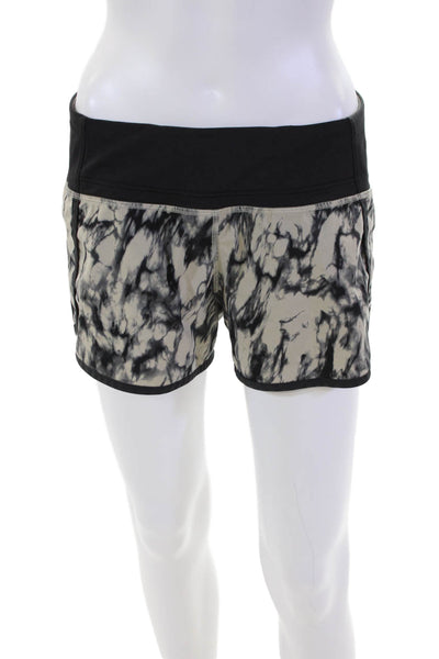 Lululemon Womens Spandex Textured Colorblock Lined Shorts Cream Size L