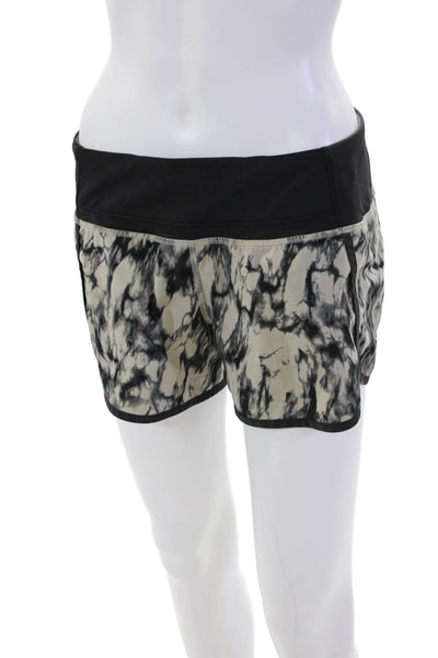 Lululemon Womens Spandex Textured Colorblock Lined Shorts Cream Size L