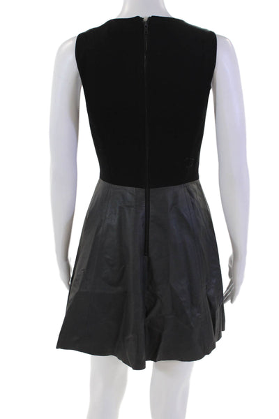 Alice + Olivia Womens Textured Sleeveless V-neck Colorblock Dress Black Size 02