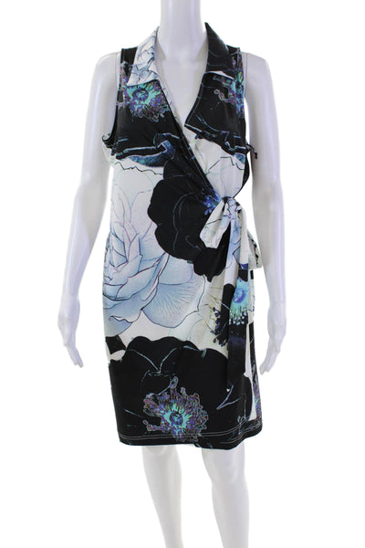 JoFit Women's Collared Sleeveless Two Piece Printed Wrap Dress Set Floral Size L