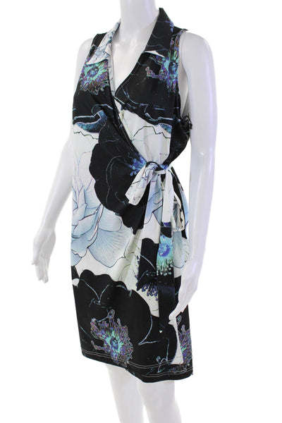JoFit Women's Collared Sleeveless Two Piece Printed Wrap Dress Set Floral Size L
