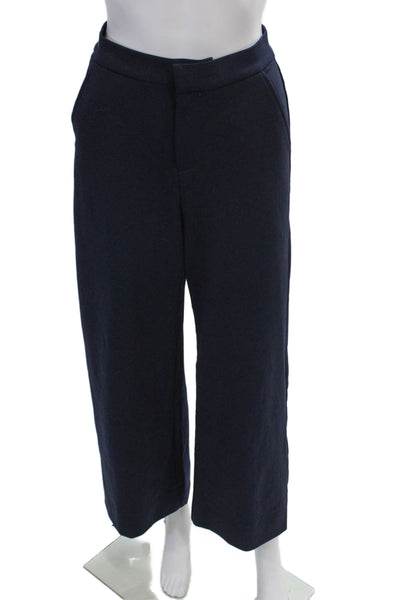 Kate Young Splendid Womens High Rise Wide Leg Pants Navy Blue Wool Size 4