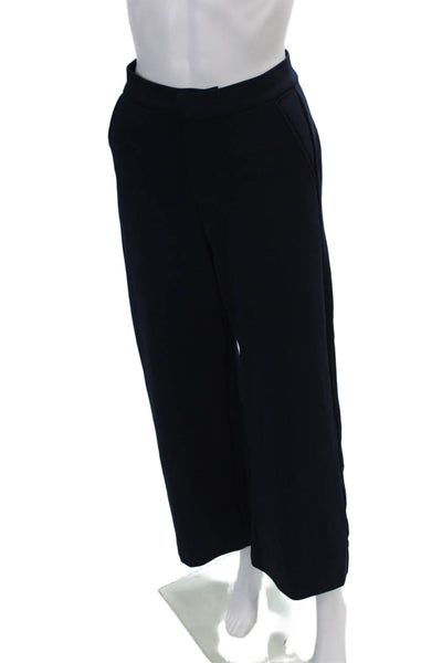 Kate Young Splendid Womens High Rise Wide Leg Pants Navy Blue Wool Size 4