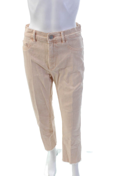 DL1961 Womens Textured Zip Button Straight Leg Fray Bottom Jeans Pink Size 06