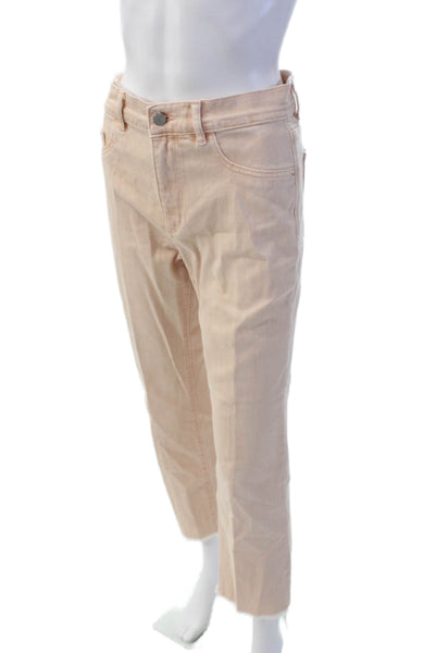 DL1961 Womens Textured Zip Button Straight Leg Fray Bottom Jeans Pink Size 06