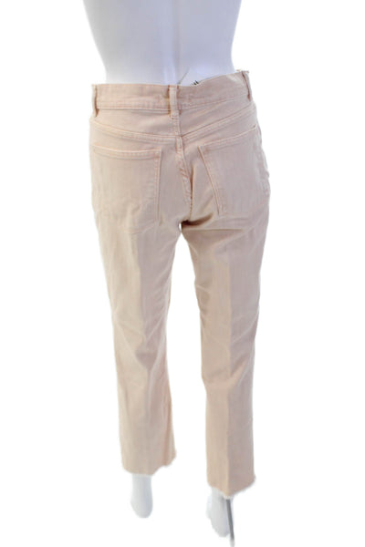 DL1961 Womens Textured Zip Button Straight Leg Fray Bottom Jeans Pink Size 06