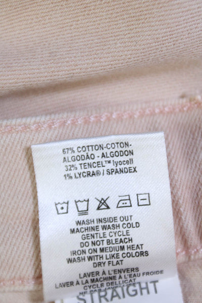 DL1961 Womens Textured Zip Button Straight Leg Fray Bottom Jeans Pink Size 06