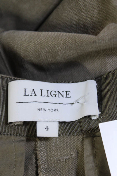 La Ligne Womens Textured Zip Button Wide Leg Side Knit Pants Green Size 04